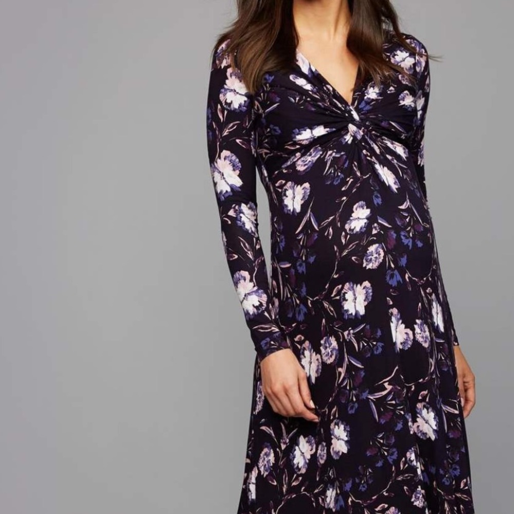 NWT! A pea in the pod navy floral twist front maxi